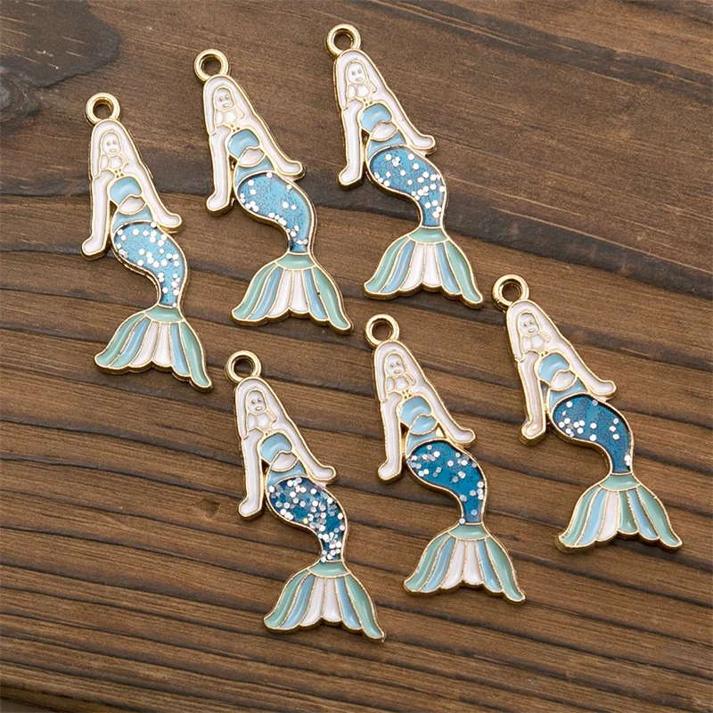 20pcs/lot 12*31mm Mermaid Fish Charms Beaty Girl Pendant DIY Necklaces Earrings for Jewelry Making Accessories