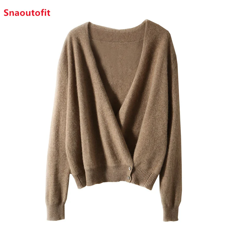 Japanese Kimono Cardigan Pure Wool Sweater Female Cross V-Neck Knitted Cardigan 2023 Spring and Autumn Loose Leggings Retro Top