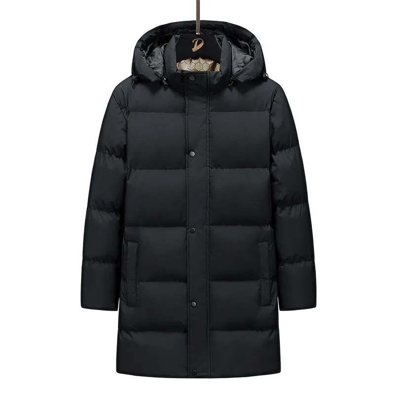 2028 Long Cotton-padded Coat Warm Simple Solid Color Thin Look High Trend All Quality Fabric Comfortable Men's Parkas