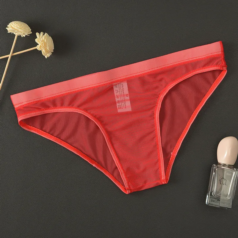 Men's Underwear Nude Ultra-Thin Transparent Mesh Lingerie Briefs Sexy Breathable Soft Cool Summer Quick-Drying Panties