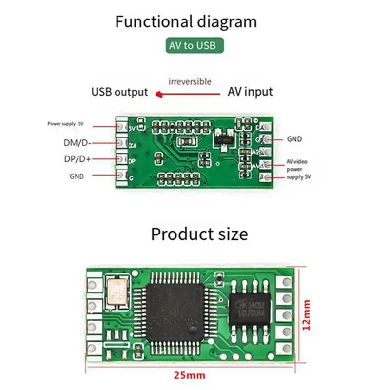 A53M-3Pcs CVBS 1080P Camera Module Analog Video To Digital USB AV Signal Converter Support YUV422/MJPEG Output For Drone RC