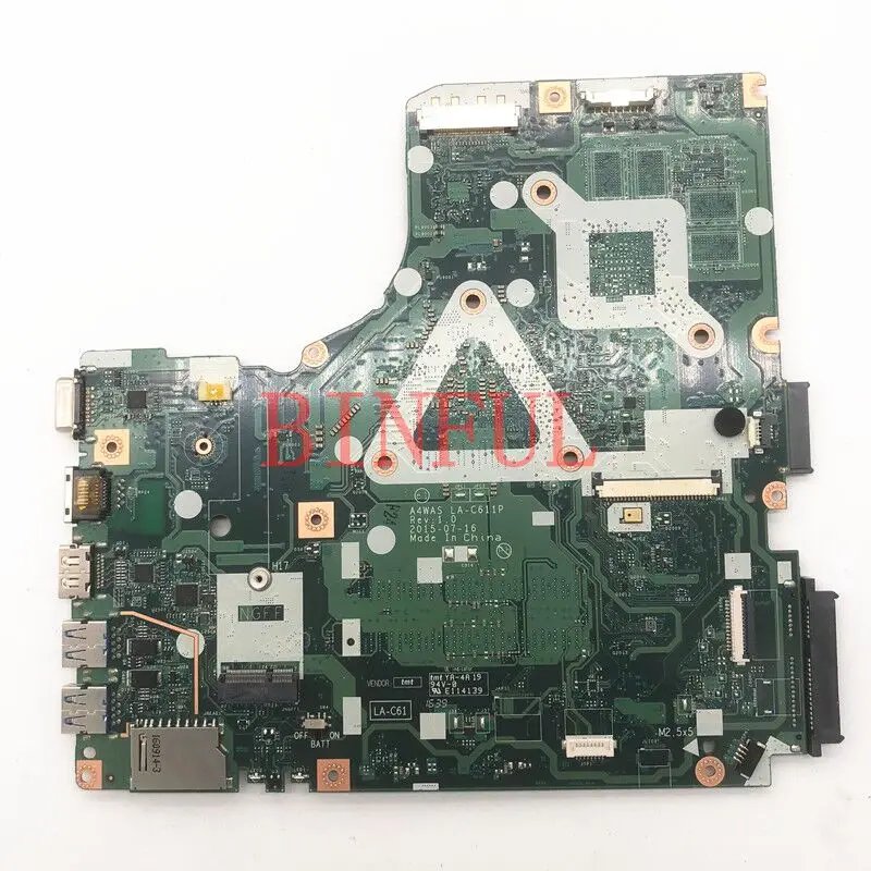 A4WAS LA-C611P Carte Mère Pour Acer Aspire E5-474G E5-474 NBG4911001 Ordinateur Portable Carte Mère Avec SR2EU I3-6100U CPU 100% Entièrement Testé OK