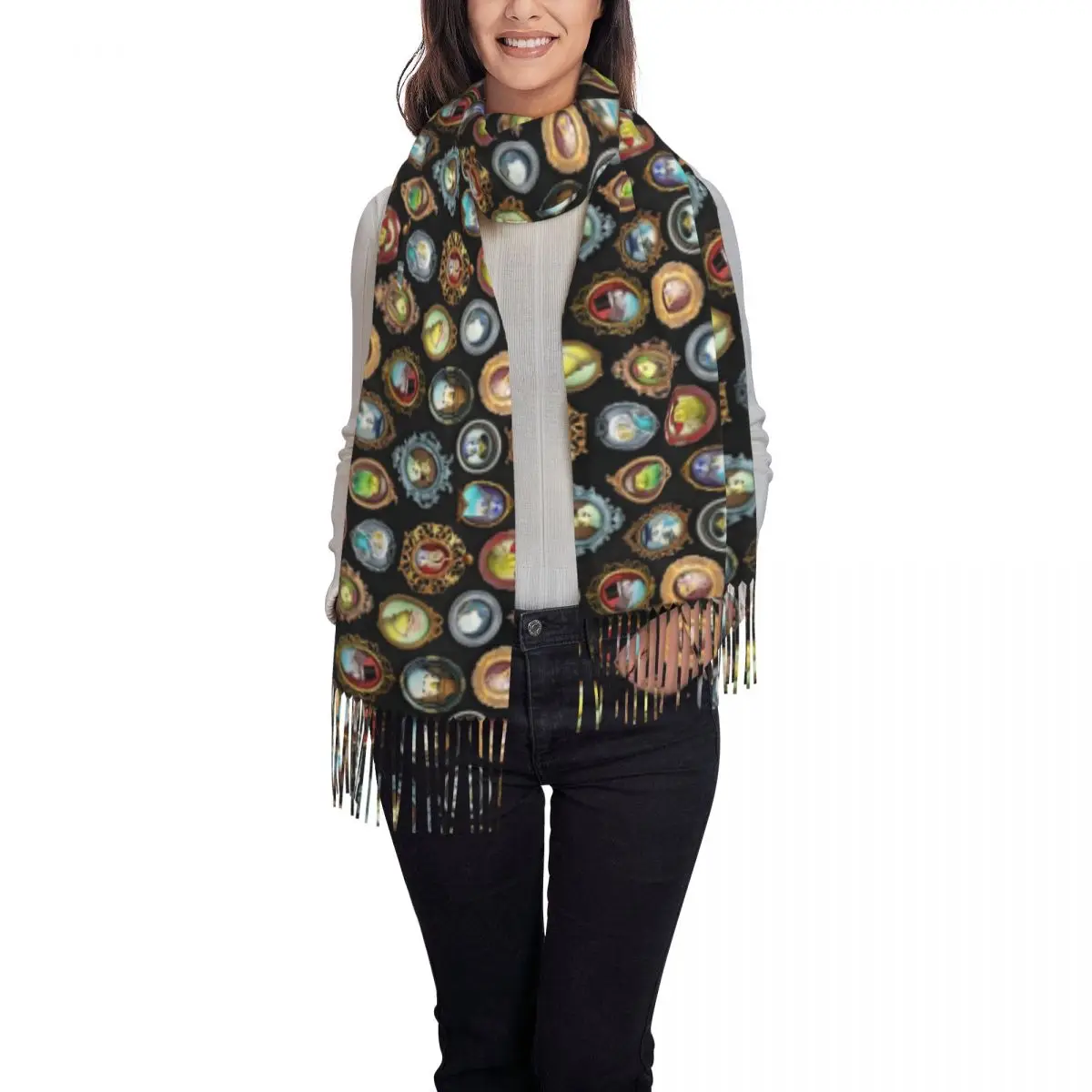 Cute Parrot Meme Scarf Funny Animal Print Outdoor Shawl Wrap with Long Tassel Female Vintage Scarves Wraps Winter Bufanda