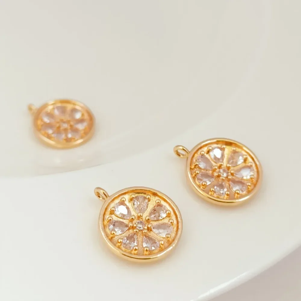 

Позолоченный кулон в виде диска из циркона 14 карат, браслет 16 мм, ожерелье, ювелирные изделия, аксессуары ручной работы своими руками