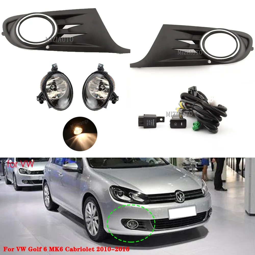 Conjunto de luces antiniebla para coche Volkswagen, lámpara antiniebla, parachoques delantero, rejilla, cubierta de ventilación, para VW Golf 6 MK6