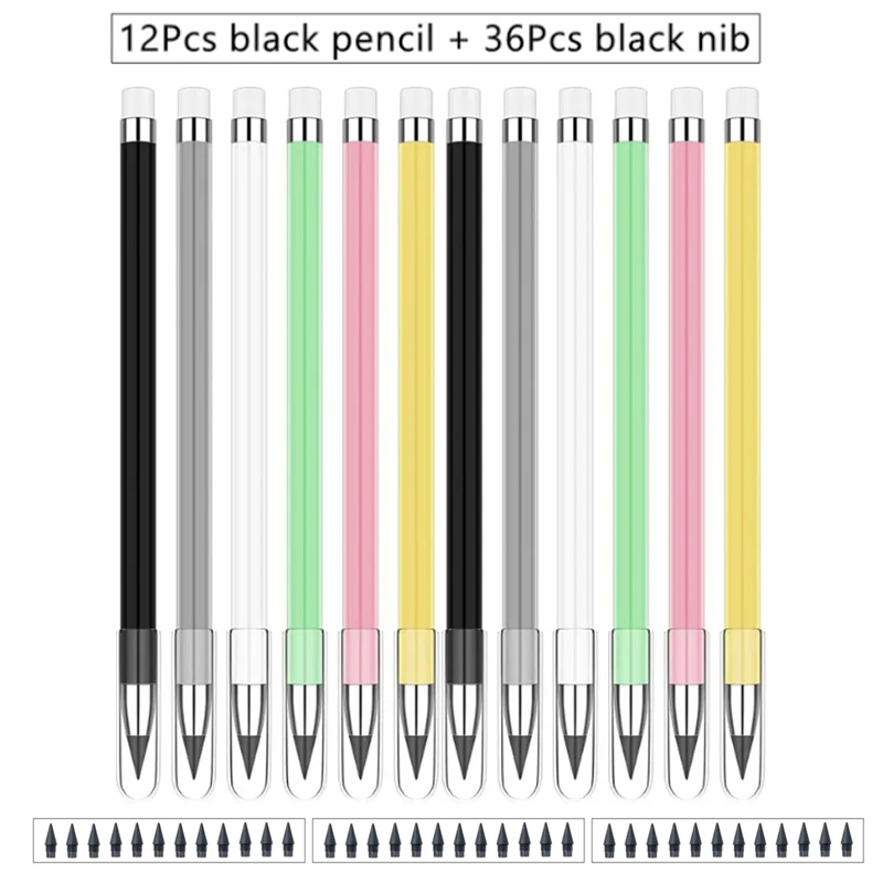 

Набор карандашей 12 цветов, вечный стираемый карандаш, милый карандаш для рисования, сменные неограниченные карандаши для письма, ручки для школы