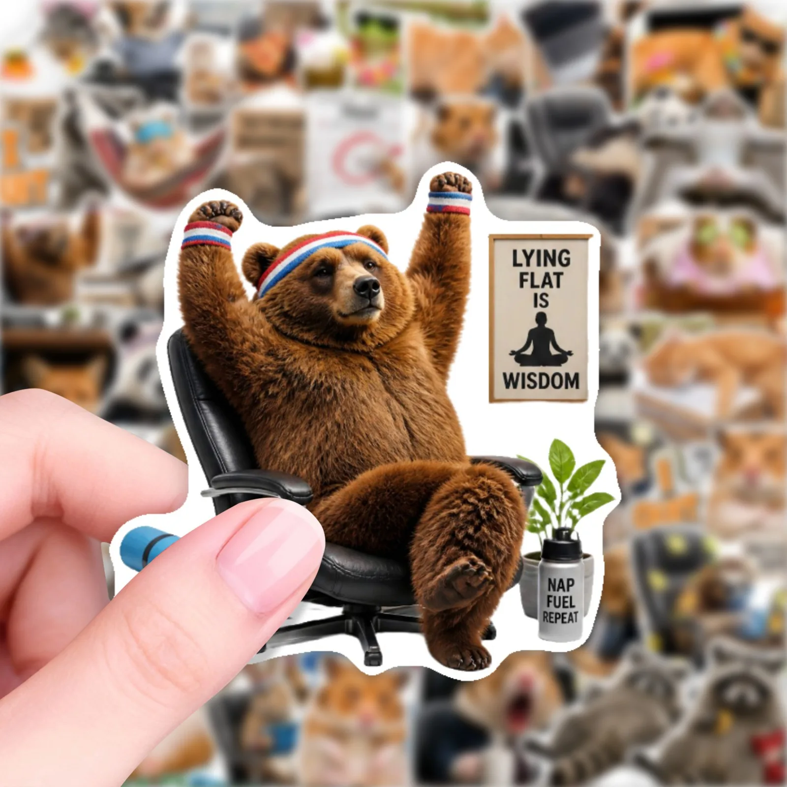 50 PCS Office Worker Animal Expression English Slogan Graffiti Stickers Decorate Scrapbook Helmet Skateboard Computer Decals
