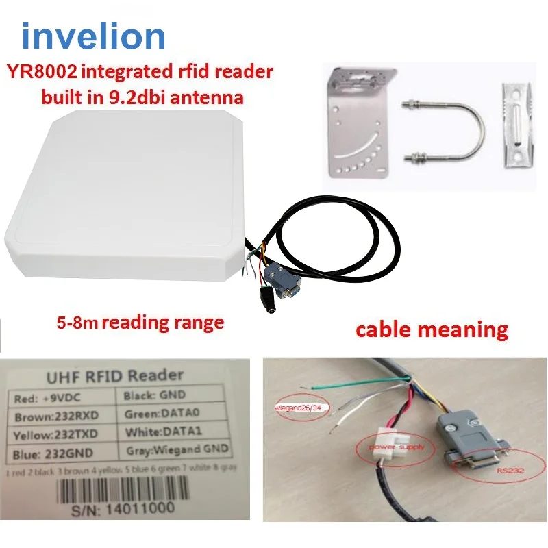 Imagem -02 - Leitor Circular Impermeável Passivo 57 Medidores Rs232 Wiegand 26 da Antena da Frequência Ultraelevada Rfid da Polarização Ip67 do Leitor Rfid do Carro da Longa Distância