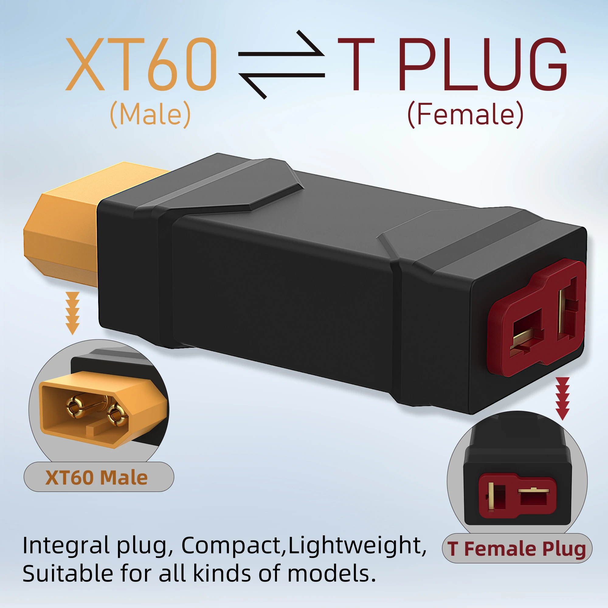 XT60 Famale Plug to T Male / T Female Plug to XT60 Male Adapter For RC Helicopter Quadcopter LiPo Battery Plug Connector Pa