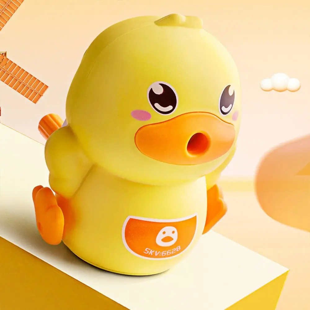 Imagem -04 - Kawaii Duck Pencil Sharpener para Crianças Manivela Manual Cortador de Lápis Papelaria Coreano Material Escolar e de Escritório Presente