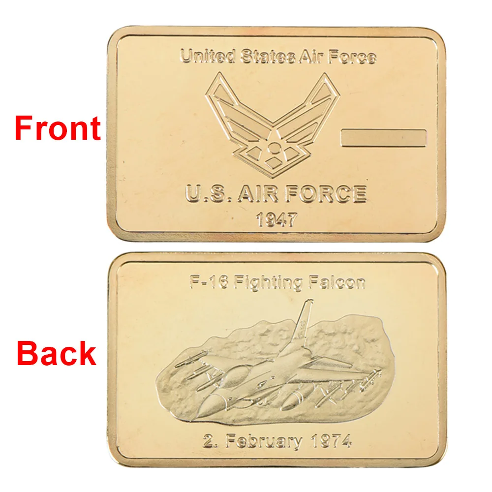 5pcs US Air Force F-16 Fighting Falcon Commemorative Bars USAF 1947 Military Souvenir Metal Bar Gifts for Veteran Collectors