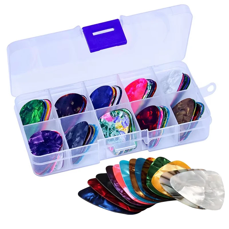 30/50 stücke Gitarre Picks mit Box Dicke 0,46mm Celluloid Akustische Elektrische Bass Plektrum Mediator Gitarre Zubehör TMZ