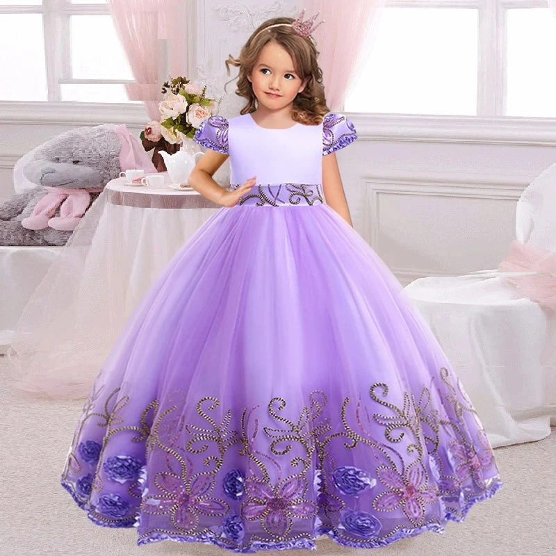 Girls' Graduation Gown birthday party jacquard embroidered long dress girls wedding dress young girl prom evening dress 15 years