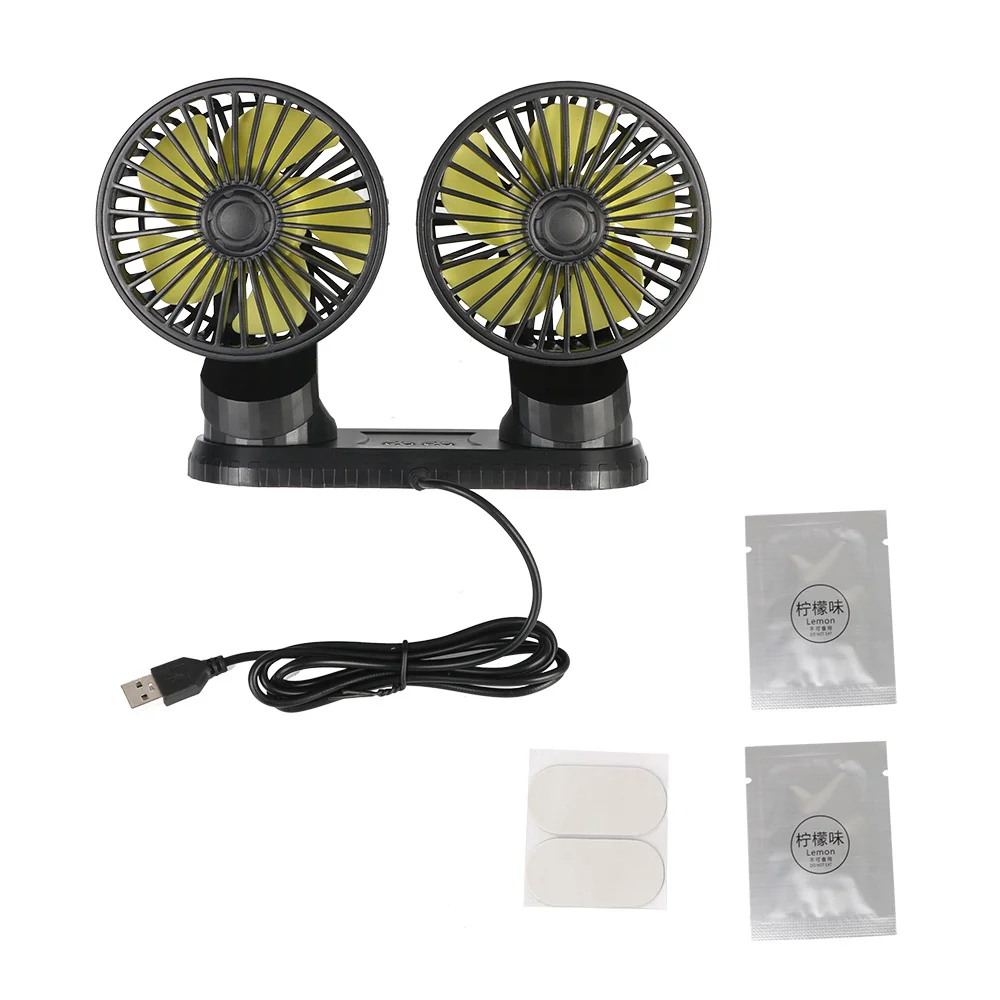 Multi-Angle Three Speeds Rotatable On The Dashboard USB Powered Car Fan Dual Head Electric Parts Summer Cooling Fans ABS Plastic