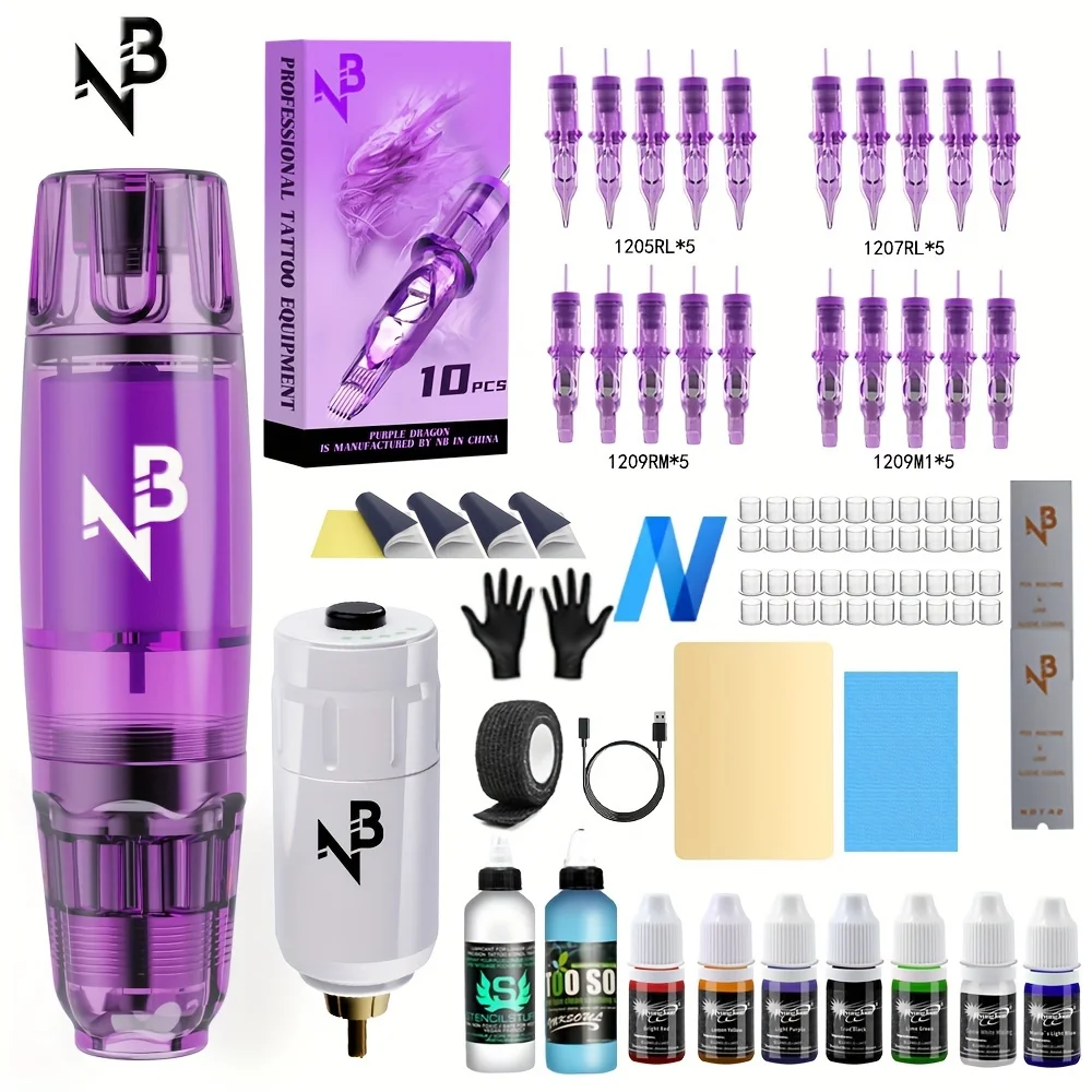 

Комплект беспроводной тату-машины, встроенный блок питания для татуировки на 1500 мАч, 20 игл для татуировки и других аксессуаров, полный набор для татуировки, принадлежности для татуировки для начинающих и тату-мастеров, Tm-29