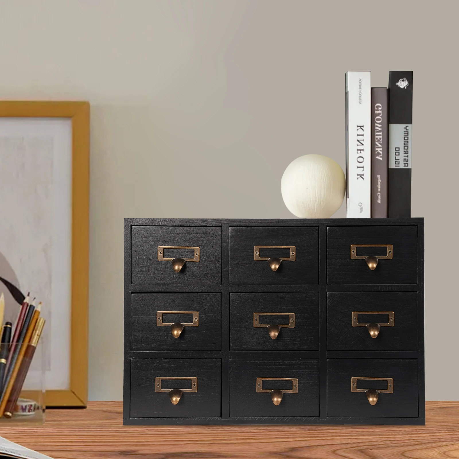 

Efficient 9-Drawer Organizer With Spacious Storage - Sorts Cables/Herbs/Daily Essentials, Top Platform Holds Keys/Chargers