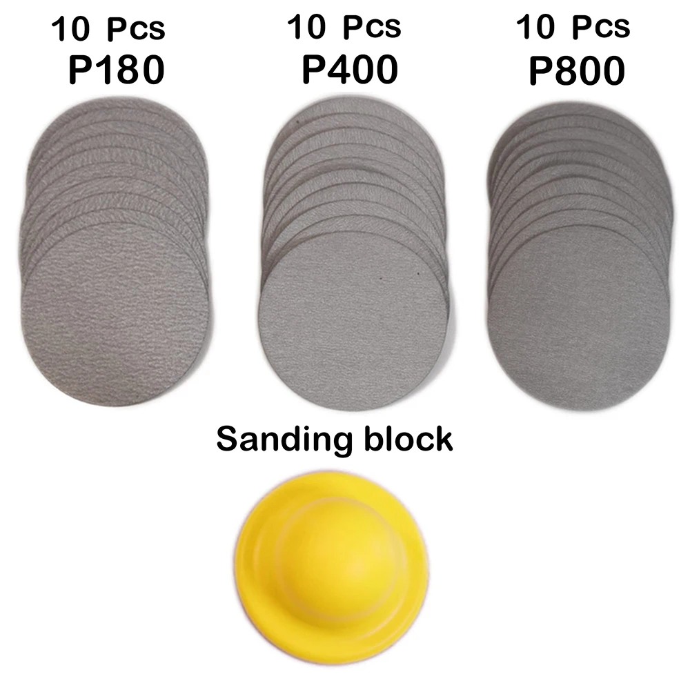 31 Pcs 4 Inch Sandpaper P150-P800 and Hand Sanding Block for Finishing Wood, Metal, Glass, Plastic, and Automotive polishing