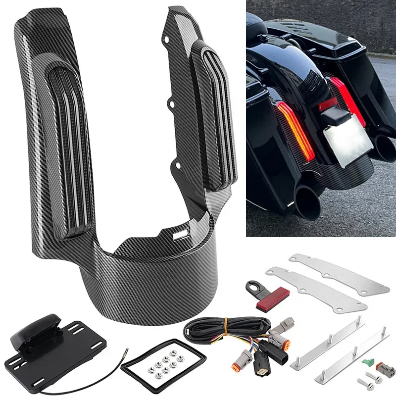 

Motorcycle Rear Fender System Extension Fascia Set With Run Turn Brake Light For Harley Touring Electra Street Glide FLTRX 14-UP