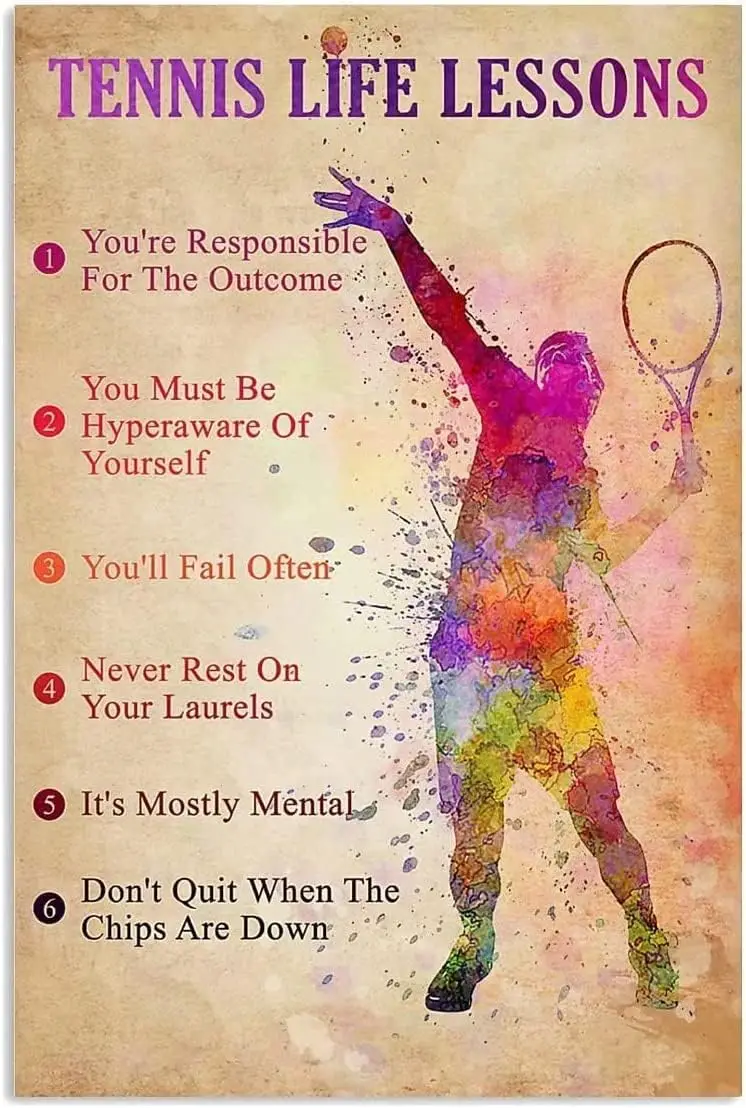 Tennis Life Lessons Metal Tin Signs Vintage Club Decor Tennis Players Aluminum Poster Home Outdoor Room Plaque Wall Decorat sign