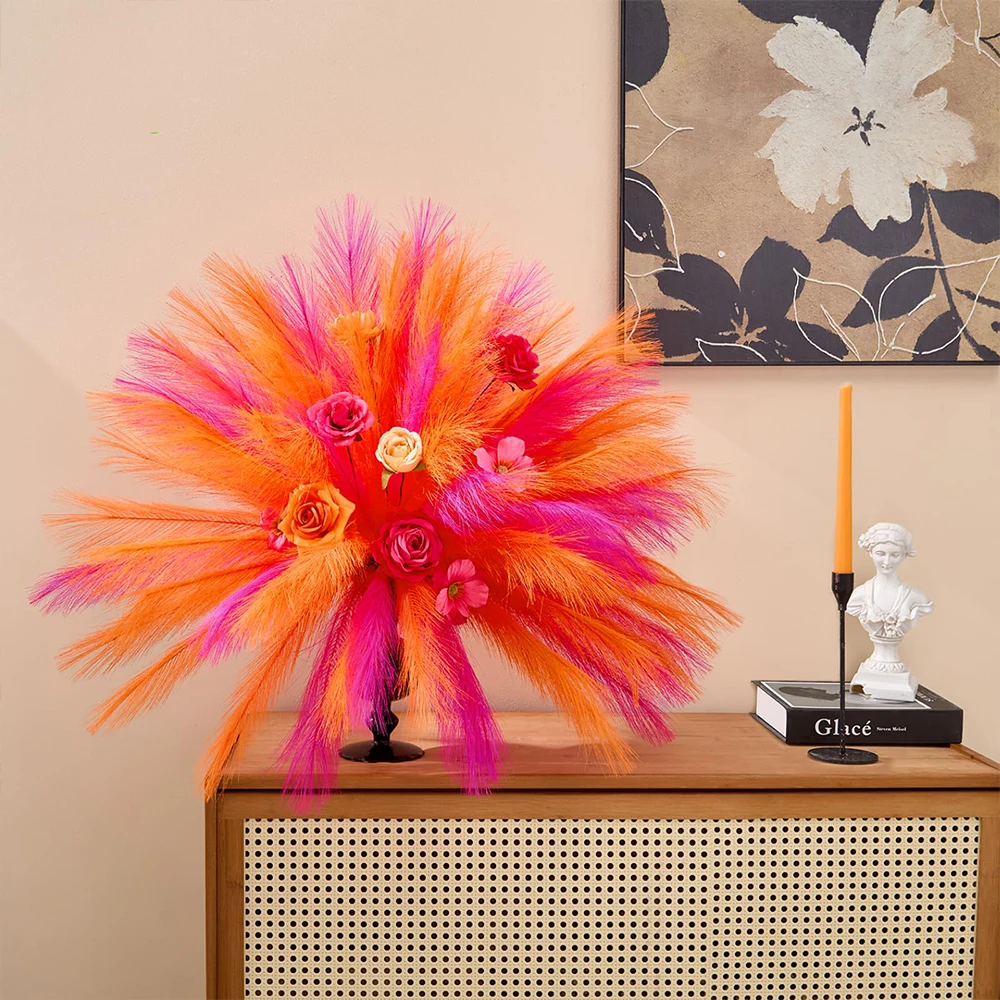 20PCS Künstliche Faux Bulk Pampas Gras 55CM Boho Dekor Blume Gefälschte Pflanze Flauschigen Schilf Hochzeit Party Home Raum Dekoration blumen – Detail 3
