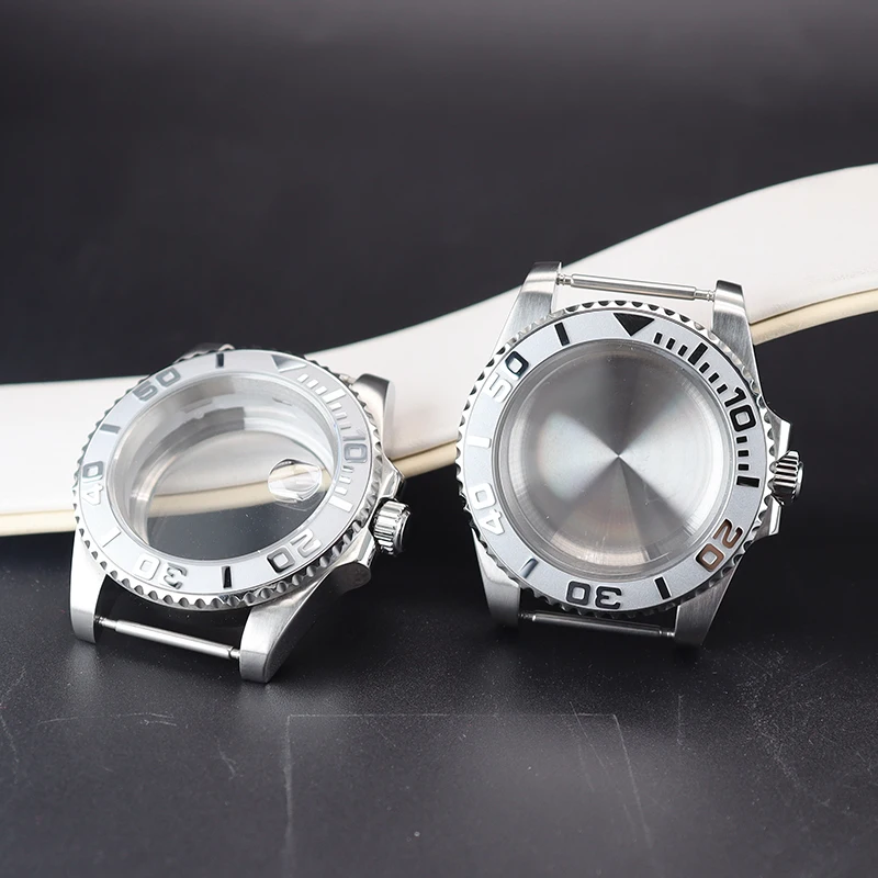 40mm Silver Watch Case Ceramic Bezel Sapphire Glass For Seiko NH35 NH36 NH38 NH34 4R36 Miyota8215 ETA2824 Movement Yacht-Master