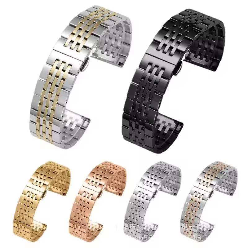 สายสแตนเลสขนาด 22 มม. สำหรับทิสโซต์สำหรับซิติเซ่นสำหรับไซโก้ ควิก รีลีสหัวเข็มขัดแบบผีเสื้อสายนาฬิกาโลหะคุณภาพสูงสร้อยข้อมือ