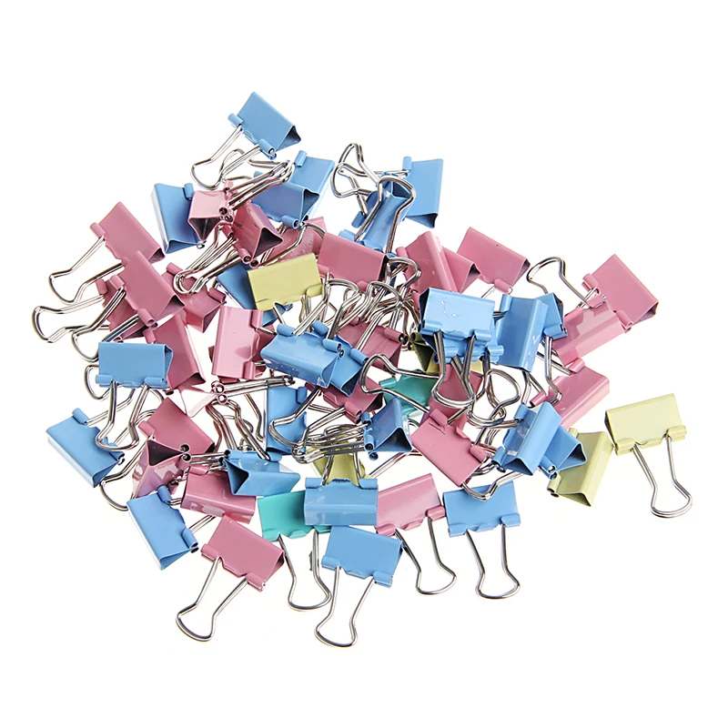 2024 New 60Pcs Colorful Metal Binder Clips File Paper Clip Office Supplies 15mm Width