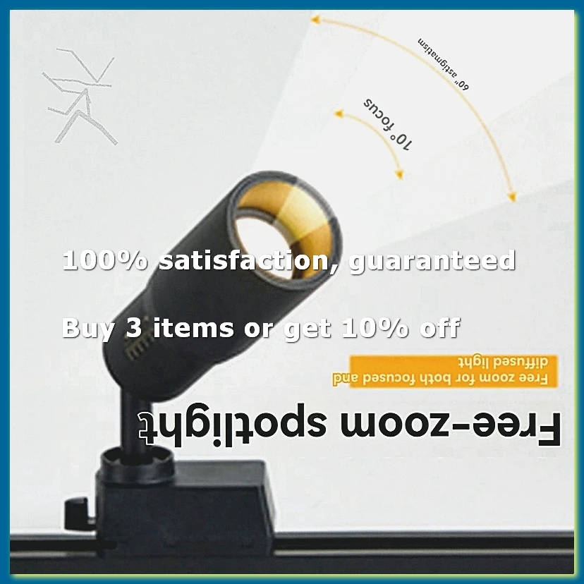 Adjustable 10°-60° Narrow Beam Angle 3000k Ceiling Mounted Spotlight 7W Zoomable Spotlight Light with Zoom Function-A56M