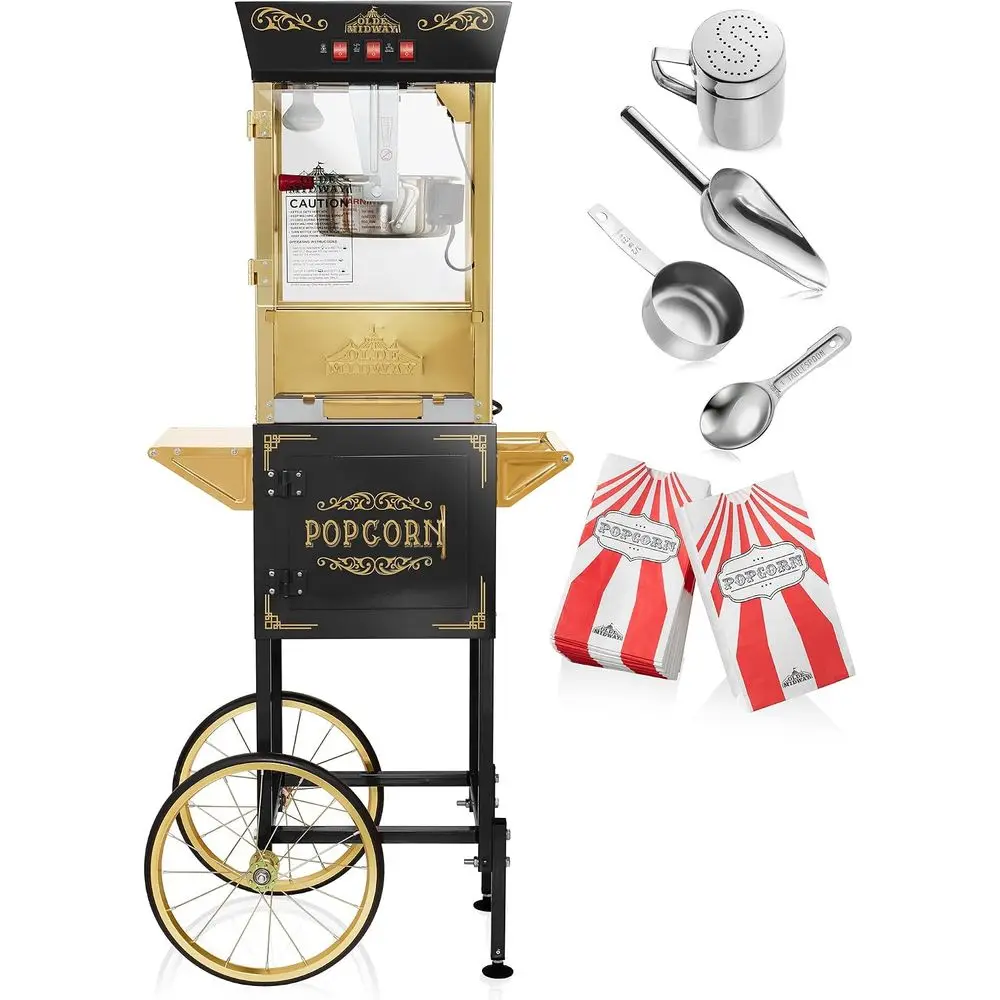 Movie Theater-Style corn hine Maker with Cart and 8-Ounce Kettle - Black, Vintage-Style per on Wheels image 10