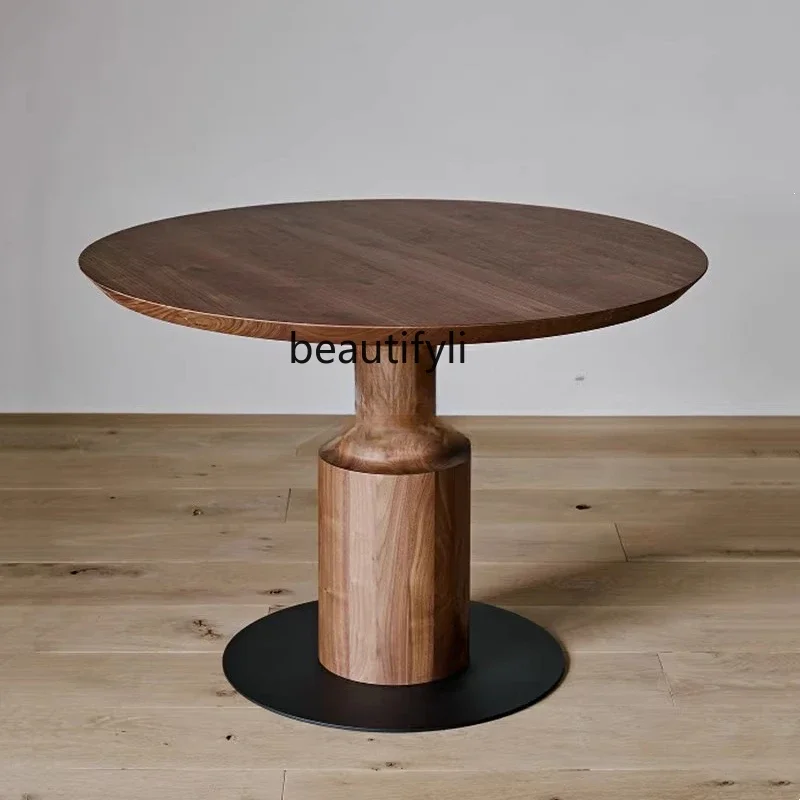 

Solid Wood Home Round Dining Table Hotel Club Sales Office Reception Coffee Table Cafe Leisure Discussion Table H