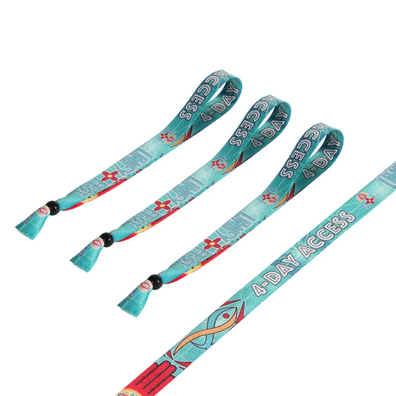 500pcs/Lot Low Price Custom Nylon Sublimation Printing Logo Satin Wristband Fabric Festival Entrance Ticket Event Wristband