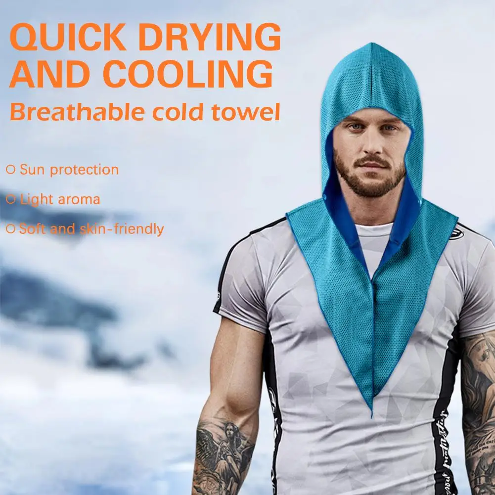 Cooling Neck Protection Sunscreen Cap Hooded Shirt Towel For Outdoor Cycling Summer Beach Camping Quick Dry Sports Headscarf