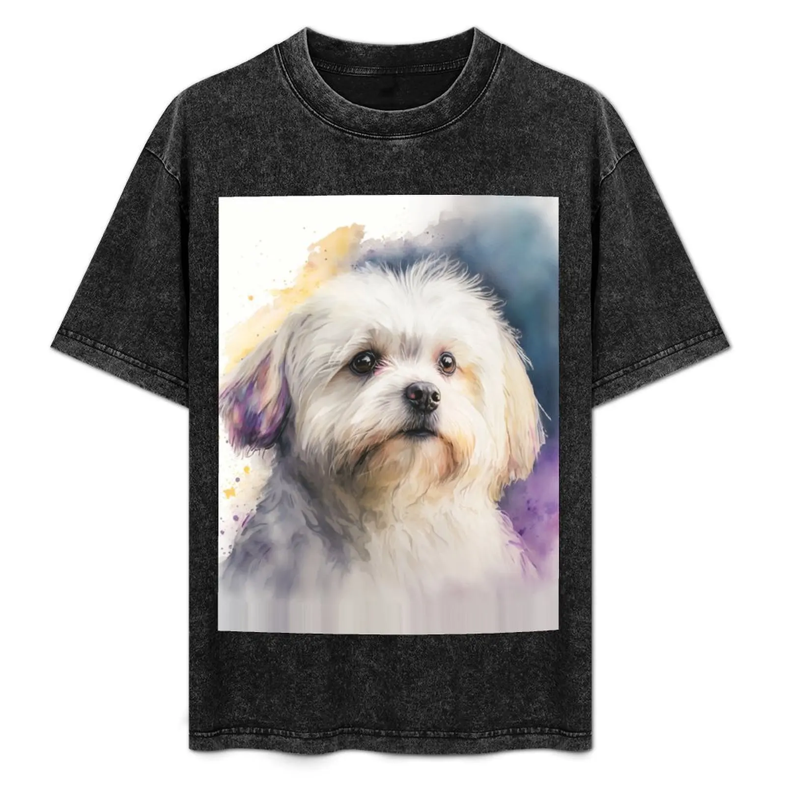

Maltese Dog in Watercolor Illustration T-Shirt