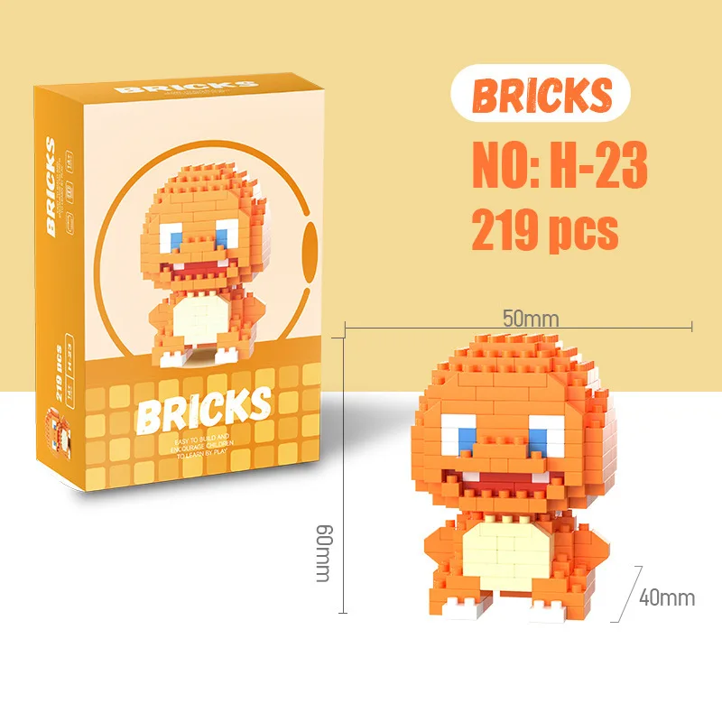 Pokemon Building blocks cartoon figure Pikachu Squirtle buildable tiny blocks stress-relief display Model figurine DIY toy gift