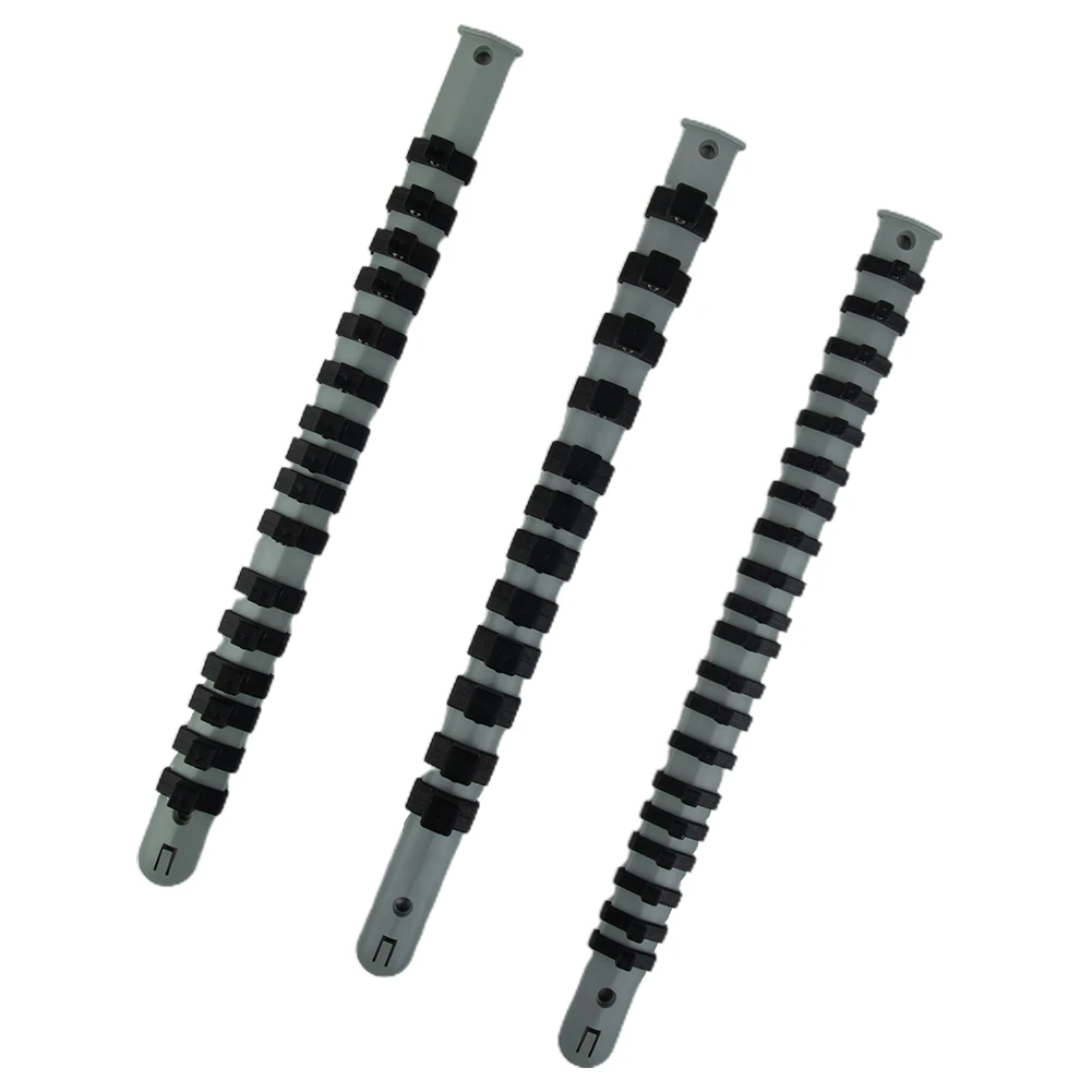 3 قطعة حامل السكك الحديدية المقبس التخزين المنظم 34 سنتيمتر/14 بوصة رمادي + أسود أدوات يدوية مصممة لتخزين مآخذ فضفاضة