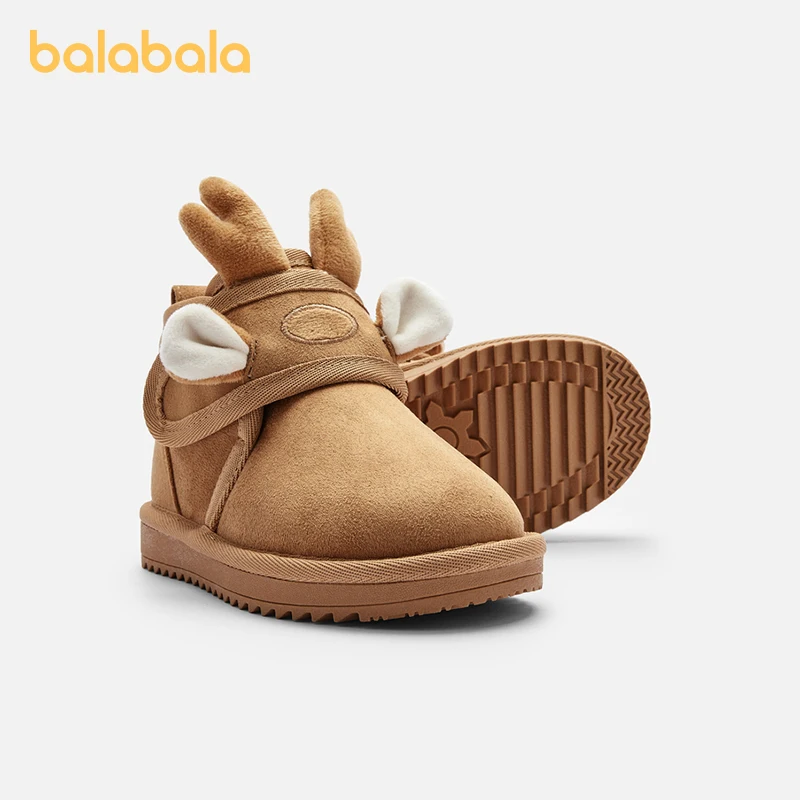 Balabala-Botas de nieve para niños y niñas, botas cortas versátiles de algodón grueso y forrado de lana, novedad de invierno, 2024