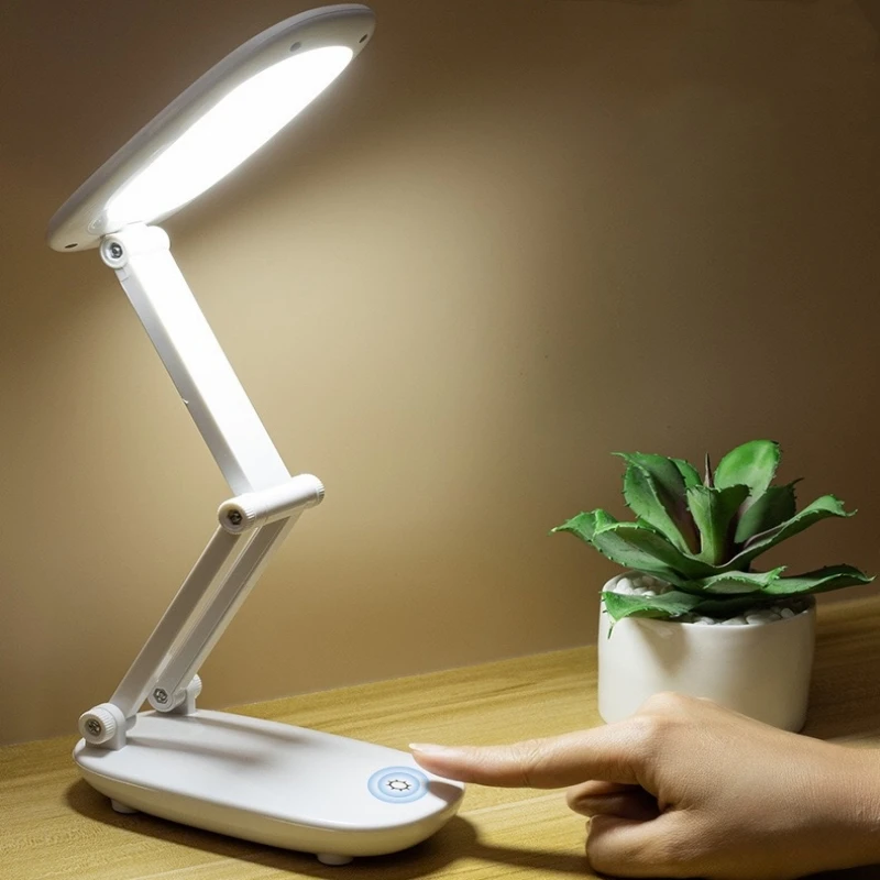LED Desk Lamp 3 Levels Dimmable Touch Night Light USB Rechargeable Eye Protection Foldable Table Lamp For Bedroom Bedside Readin