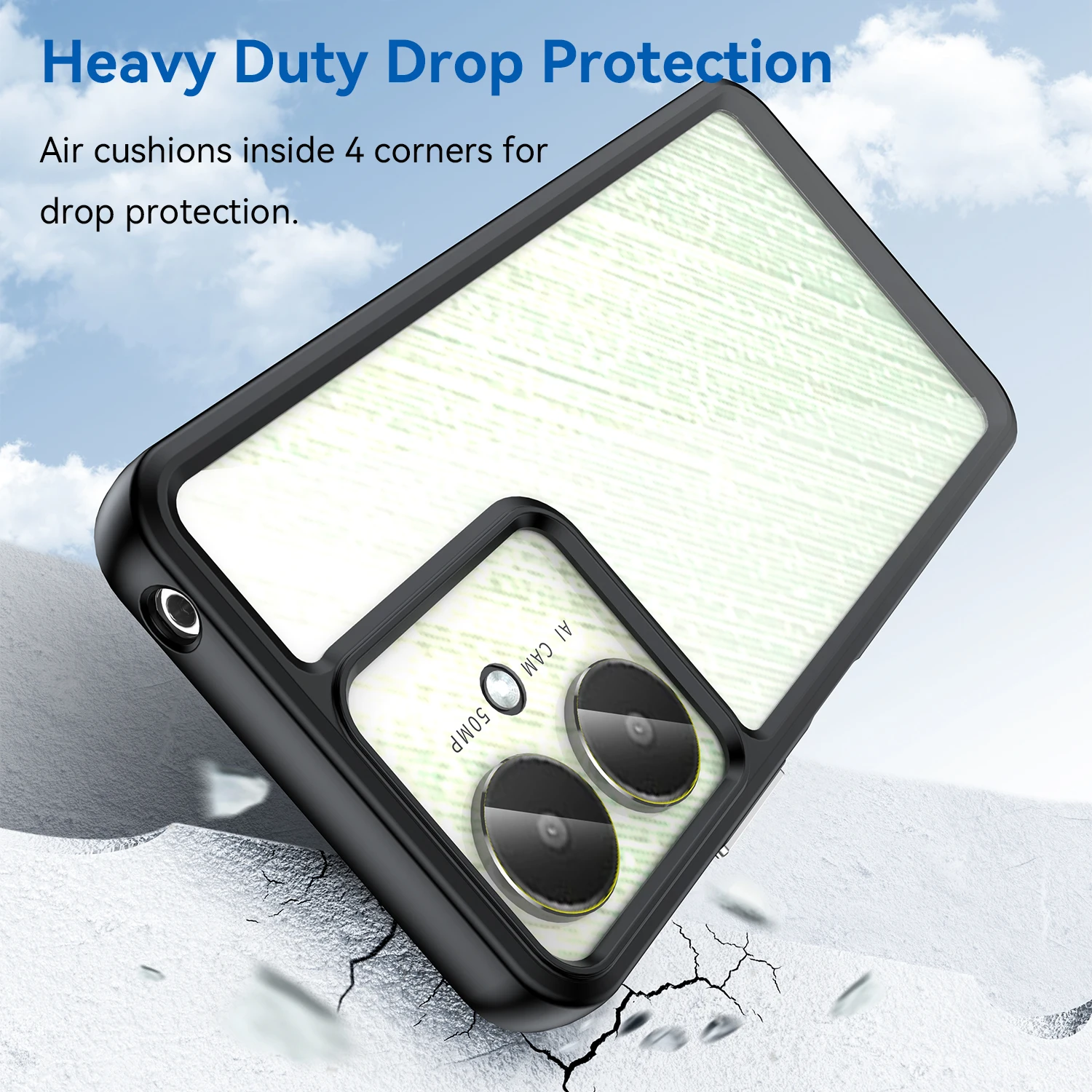 Para Xiaomi Redmi 13C Funda transparente Redmi 13C Funda Coque duro translúcido parachoques trasero Redmi 13C