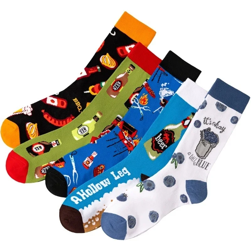 

1 пара унисекс-носков для взрослых, забавные модные носки с мультяшными принтами для барбекю на открытом воздухе