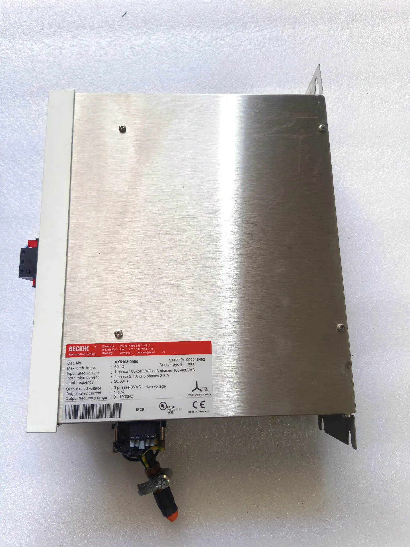 AX5103-0000 Control power supply For BECKHOFF
