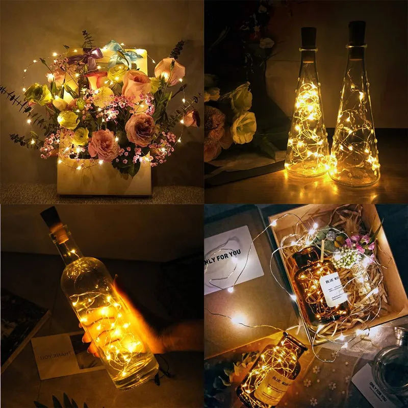 10/20 LED Cork Lights String 5/10 Pack Wine Bottle Lights for DIY Decoration with Cork Battery Operated Mini Copper Wire Light