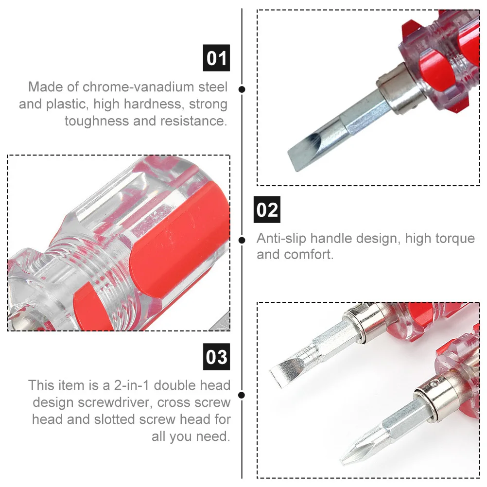 

8Pcs Mini Screwdriver Dual-Purpose Chrome-Vanadium Steel Short Handle Portable Cross Slotted Labor-Saving Hand Tools