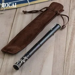 BOCAI NEW S925 Silver Jewelry Retro Style Inlaid Sandalwood Pen Trendy Teacher's Holiday Gift