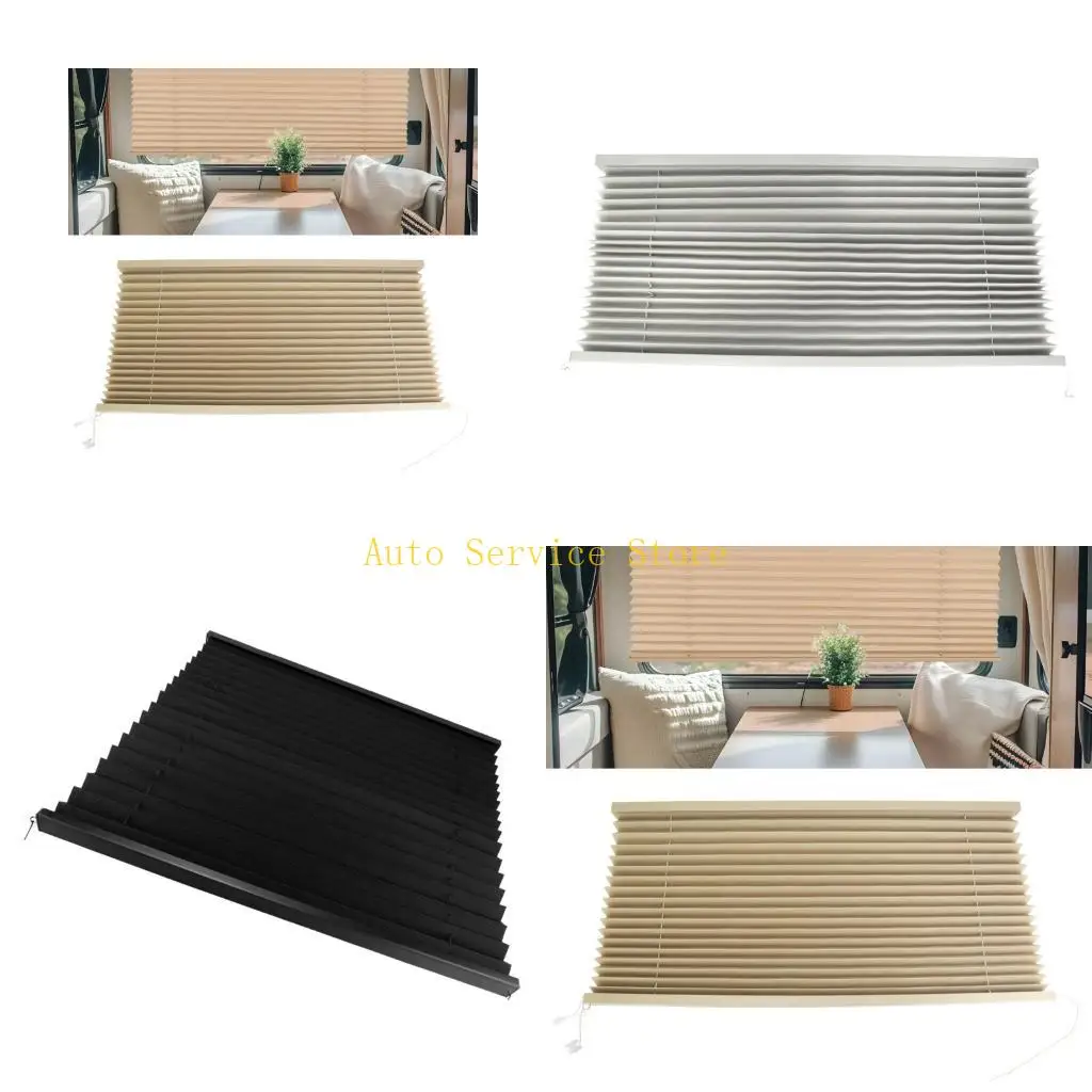 462A Campers Window Pleated Blind in Waterproof PVC Soft Control and Privacy Cover for Travel Trailer Motorhome Dining and