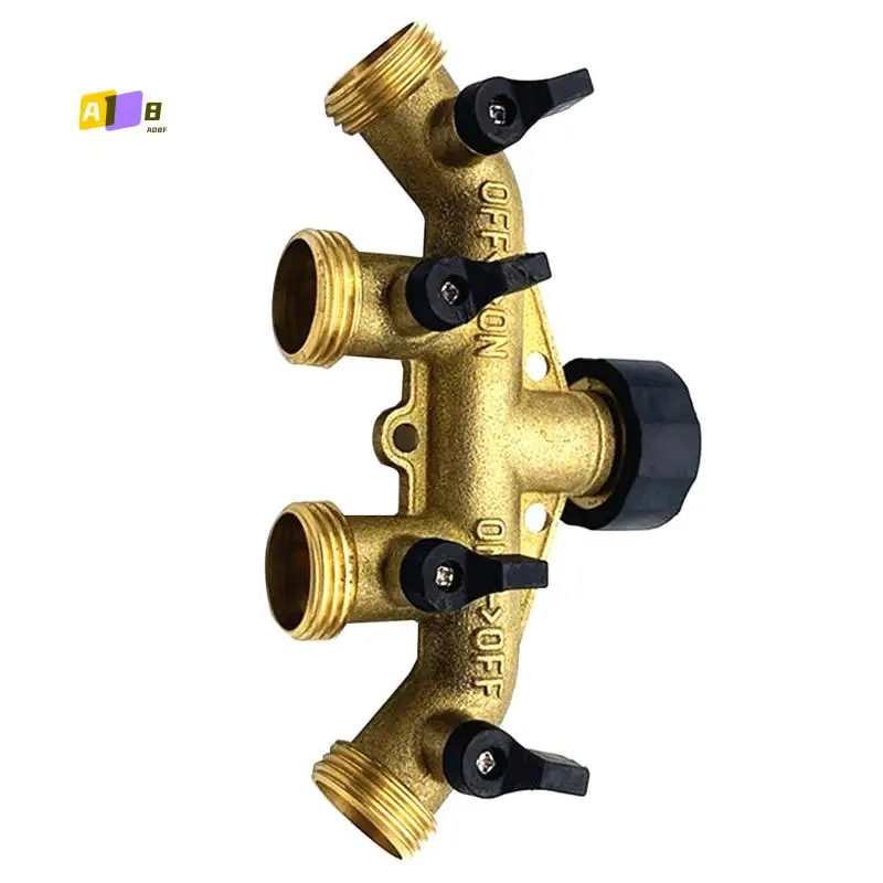 

A08F-4-ходовой латунный разветвитель шланга, латунный разветвитель для шланга 3/4 дюйма, разветвитель крана для садового шланга, твердая латунь-желтая