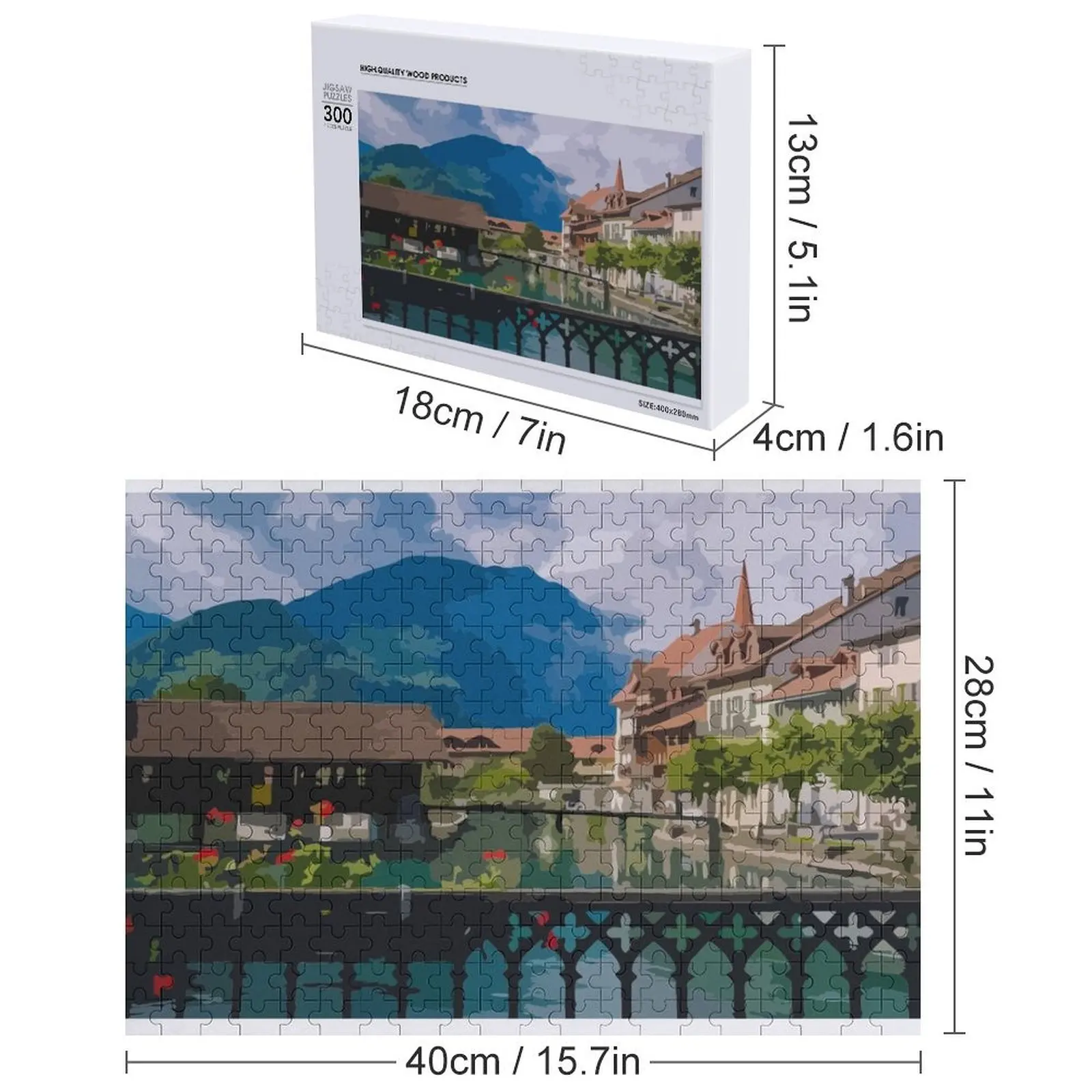 인터라켄 장면 그림 직소 퍼즐 나무 장식 그림 맞춤형 선물 맞춤 이름 어린이 장난감 맞춤 어린이 선물 퍼즐