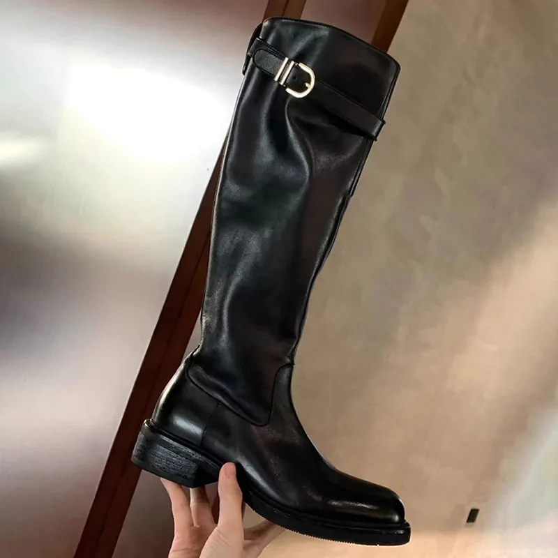 knee-high-women's-leather-boots-thi-bot-genuine-cowhide-faionable-slimming-brown-long-boots-high-calf-riding-boots