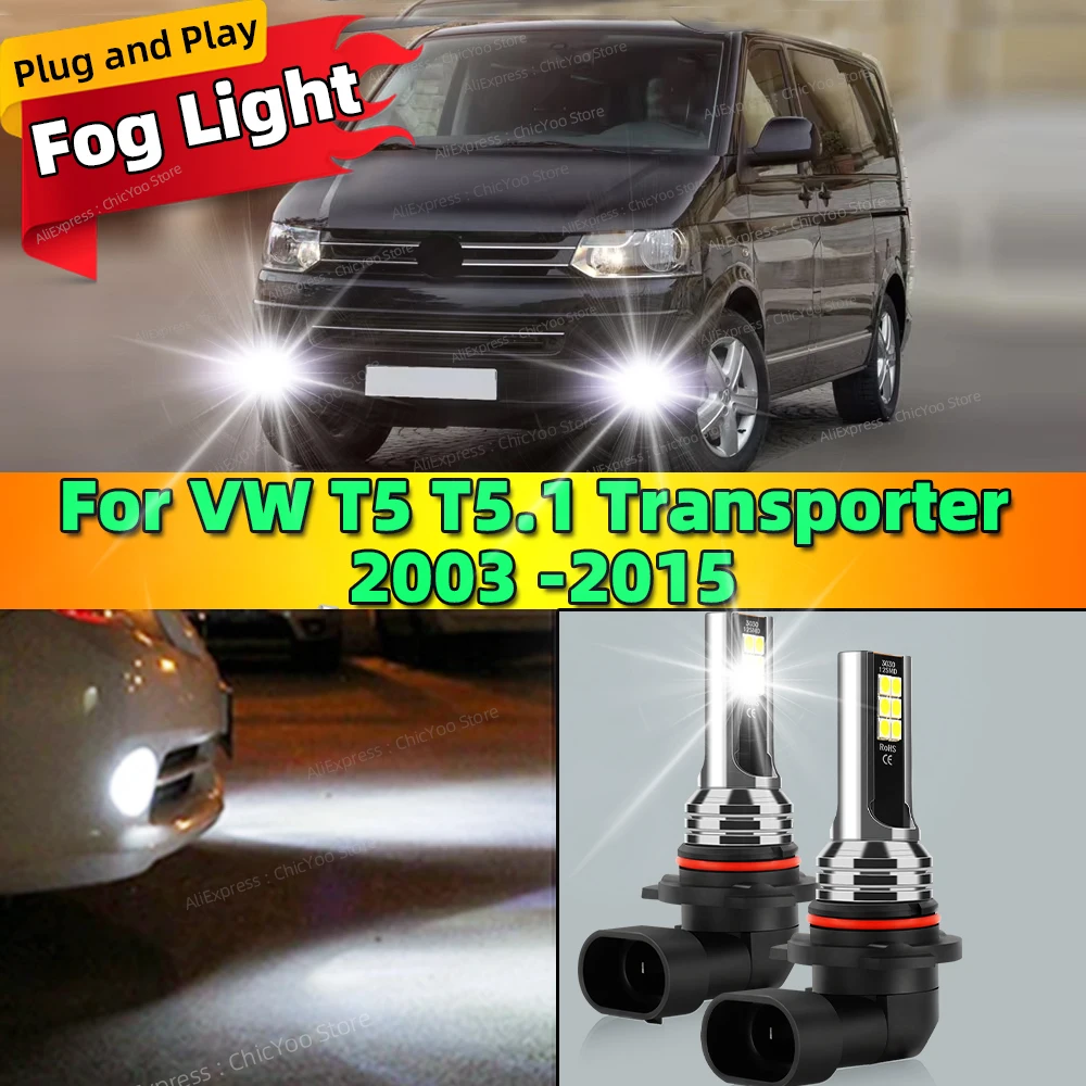 

2 шт. светодиодные передние противотуманные фары, автомобильные лампы, аксессуары 6000K, лампа Canbus 80 Вт для VW T5 T5.1 Transporter 2003-2015 2004 2005 2006 2007