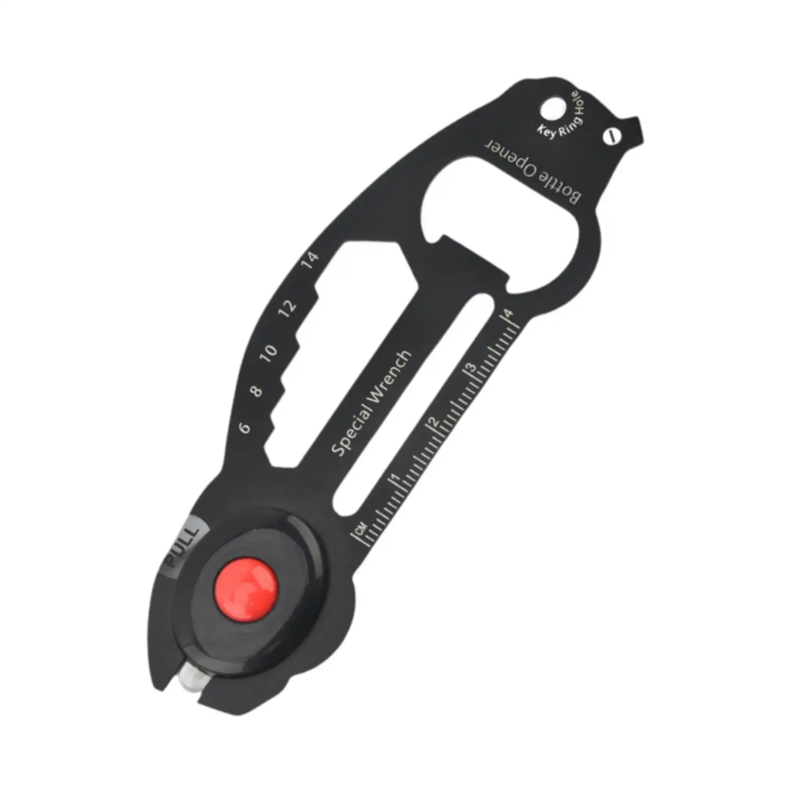 Pocket Survival Tool Card Hex Wrench LED Light Opener Flathead Ruler Key Ring for Outdoor Gear