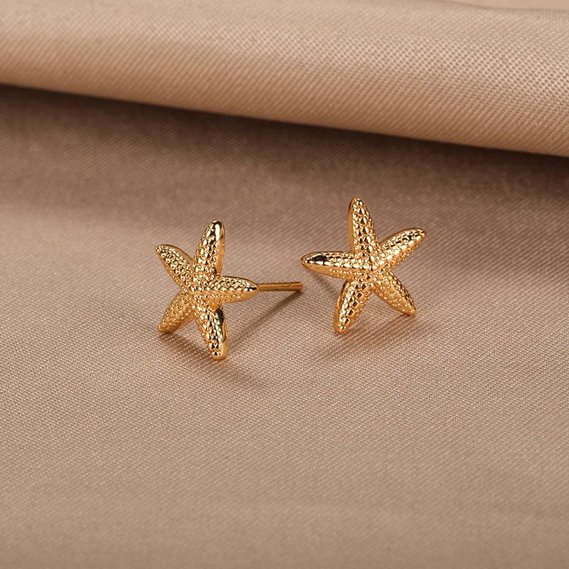 Pendientes grandes de estrella de mar para mujer, aretes de concha de mar, oreja redonda, joyería de playa de verano, regalo de cumpleaños 2023